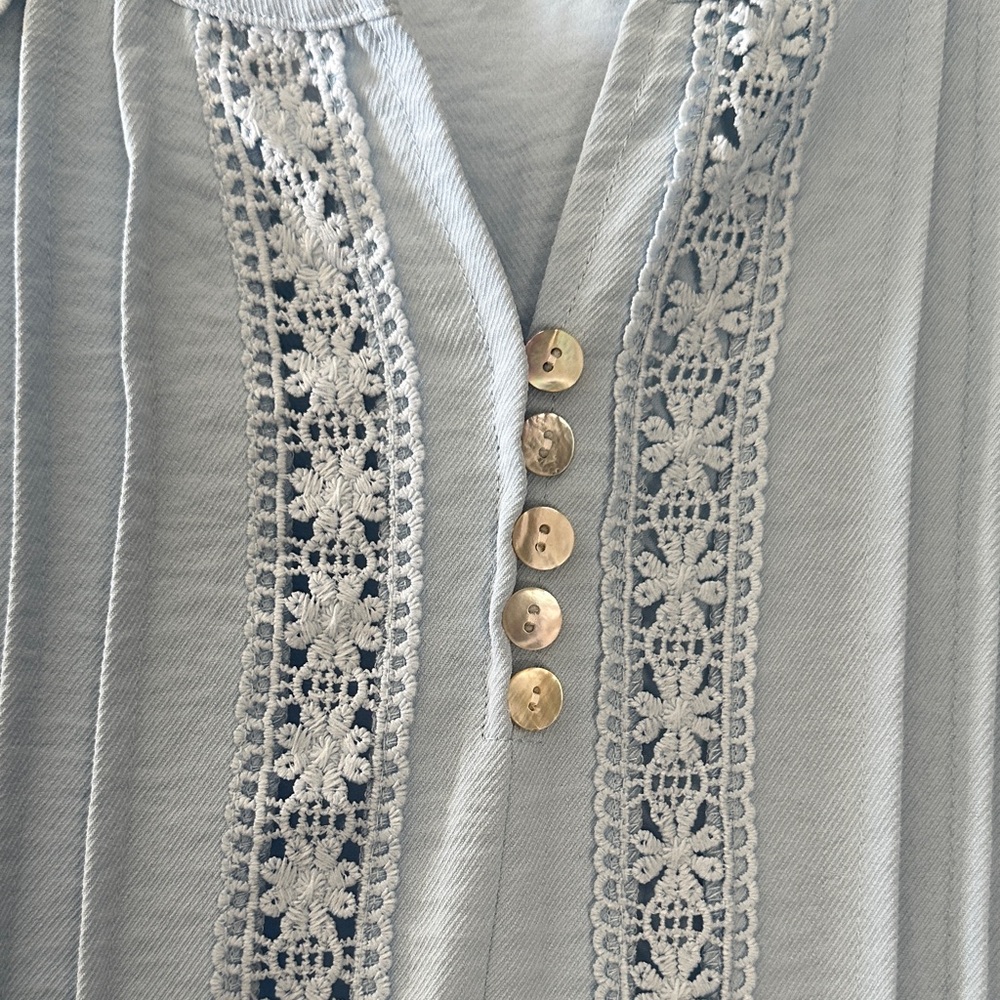 Lane Bryant Sky Blue Lace Accent Blouse - Picture 5 of 12